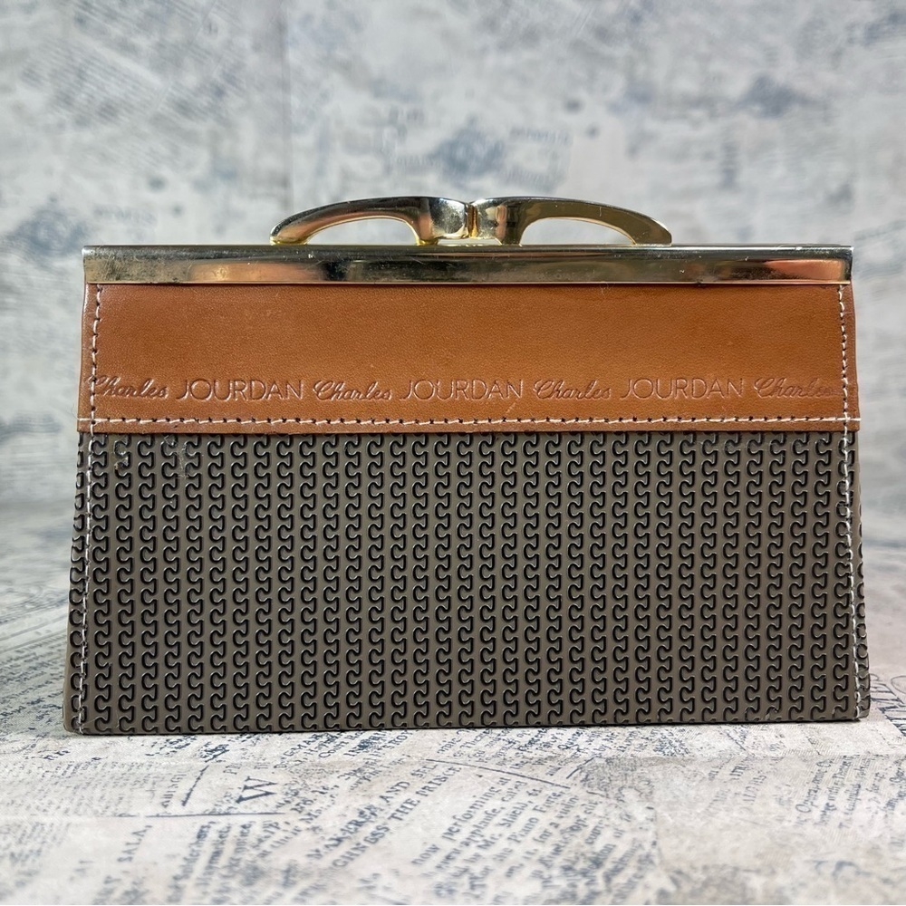 Charles Jourdan Vintage Leather Kiss Lock Coin Purse French Designer Wallet